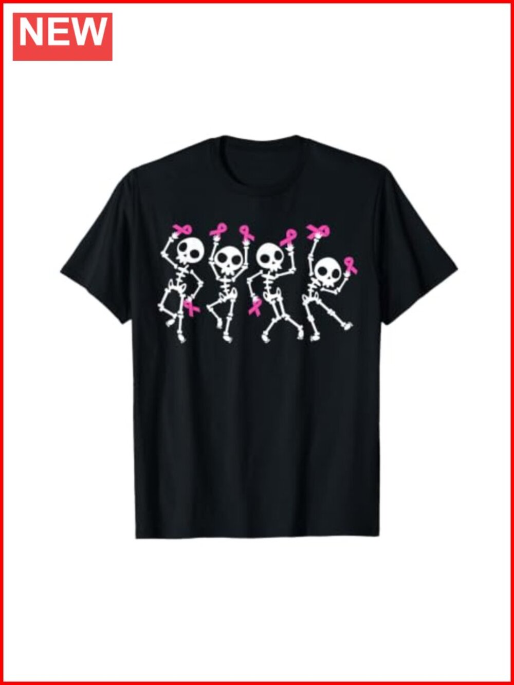 Breast Cancer Awareness Skeleton Tee Pink Ribbon Halloween Shirt
